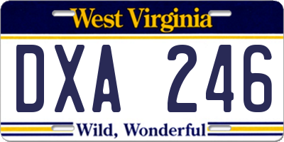 WV license plate DXA246