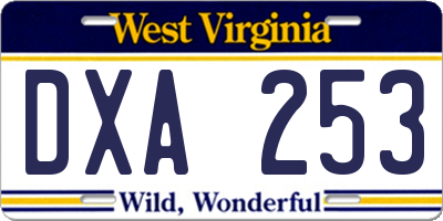 WV license plate DXA253