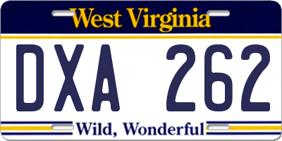WV license plate DXA262