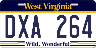 WV license plate DXA264