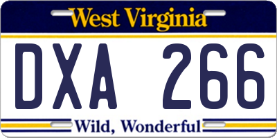 WV license plate DXA266