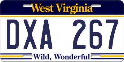 WV license plate DXA267