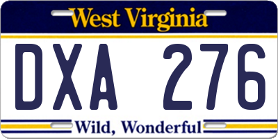 WV license plate DXA276