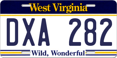 WV license plate DXA282