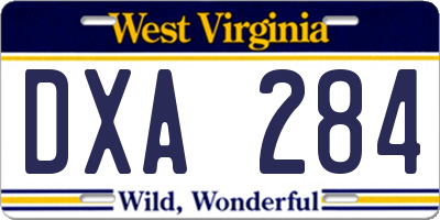 WV license plate DXA284