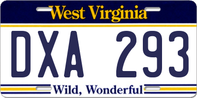 WV license plate DXA293