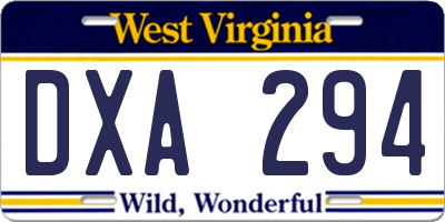 WV license plate DXA294