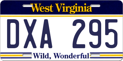 WV license plate DXA295