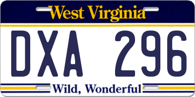 WV license plate DXA296