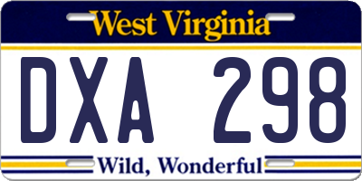 WV license plate DXA298