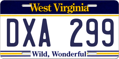 WV license plate DXA299