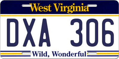 WV license plate DXA306