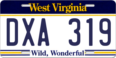WV license plate DXA319