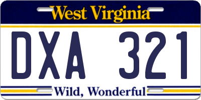 WV license plate DXA321