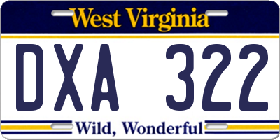 WV license plate DXA322
