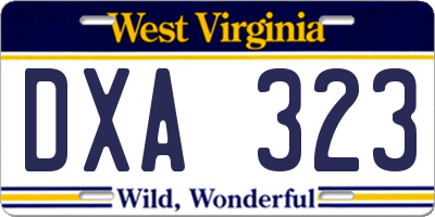 WV license plate DXA323