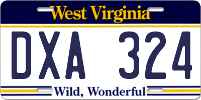 WV license plate DXA324