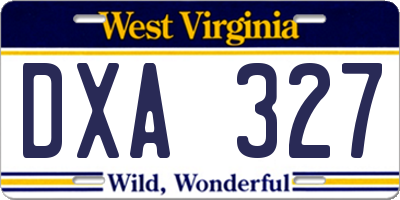 WV license plate DXA327