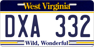 WV license plate DXA332