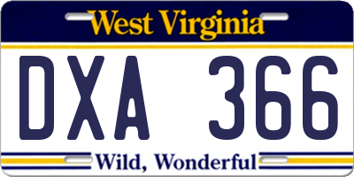 WV license plate DXA366