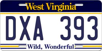 WV license plate DXA393