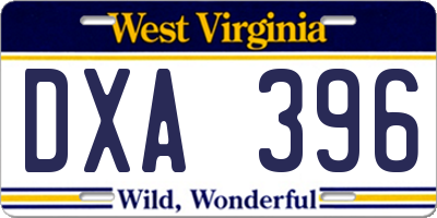 WV license plate DXA396