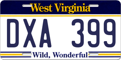 WV license plate DXA399