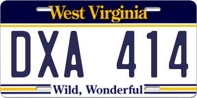 WV license plate DXA414