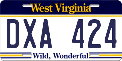 WV license plate DXA424