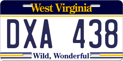 WV license plate DXA438
