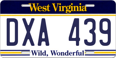 WV license plate DXA439