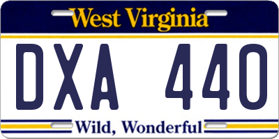 WV license plate DXA440