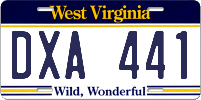WV license plate DXA441