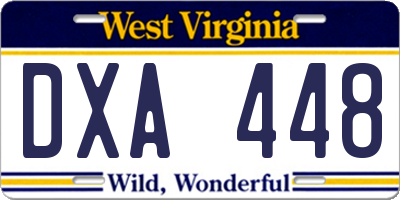WV license plate DXA448