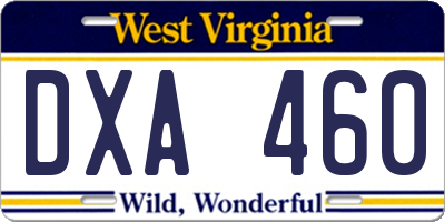 WV license plate DXA460