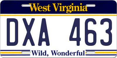 WV license plate DXA463