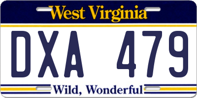 WV license plate DXA479
