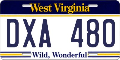 WV license plate DXA480