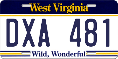 WV license plate DXA481