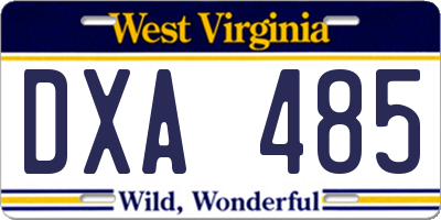 WV license plate DXA485