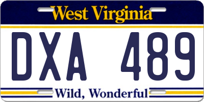 WV license plate DXA489