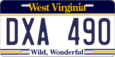 WV license plate DXA490