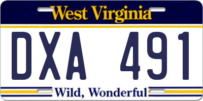WV license plate DXA491