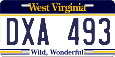 WV license plate DXA493