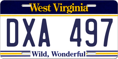 WV license plate DXA497