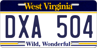 WV license plate DXA504