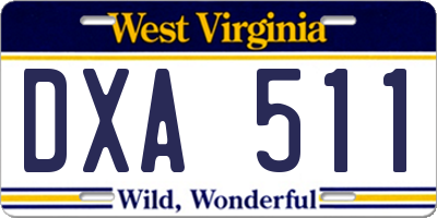 WV license plate DXA511