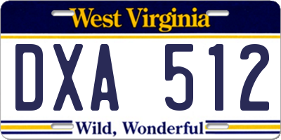 WV license plate DXA512