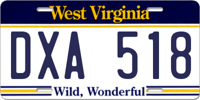 WV license plate DXA518