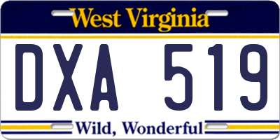 WV license plate DXA519